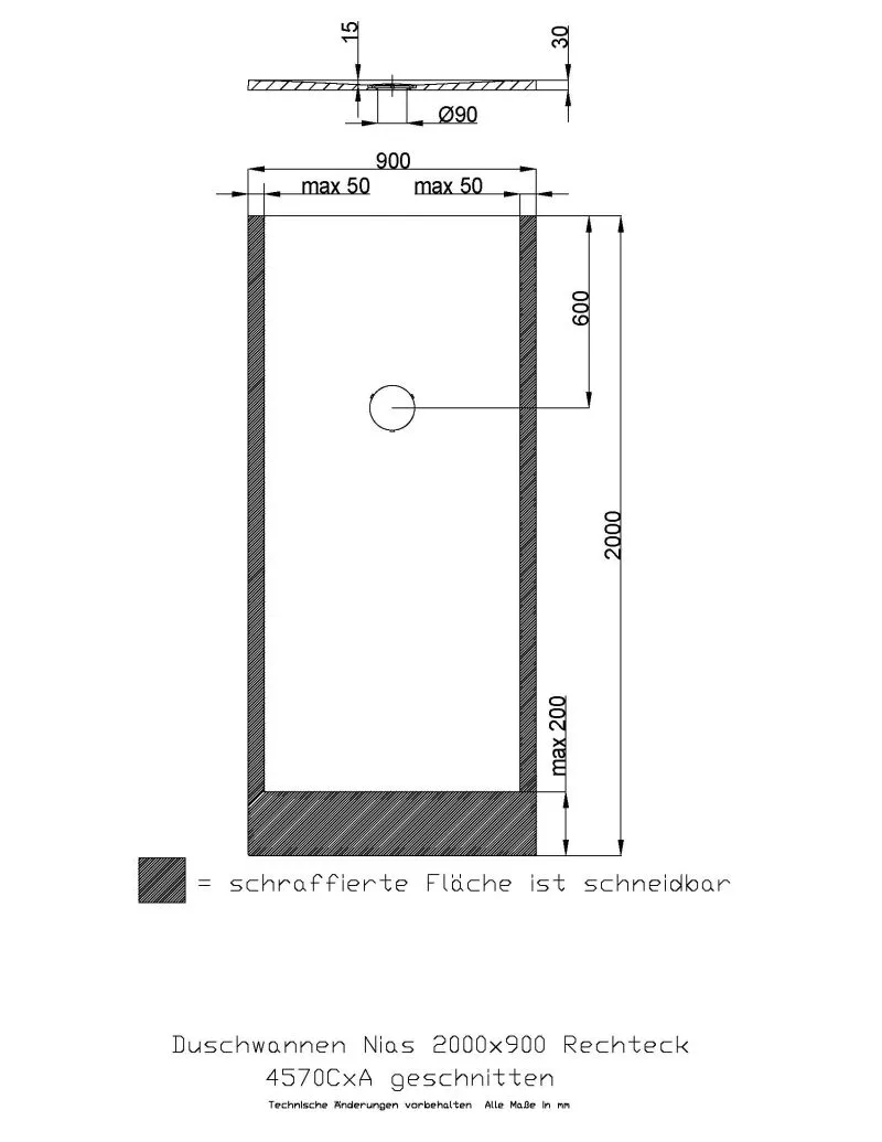 Hoesch Nias Duschwanne Mineralguss Solique, 2000x900x35, strukturierte Oberfläche, Weiß Hoesch Nias Duschwanne Mineralguss Solique, 2000x900x35, strukturierte Oberfläche, Weiß