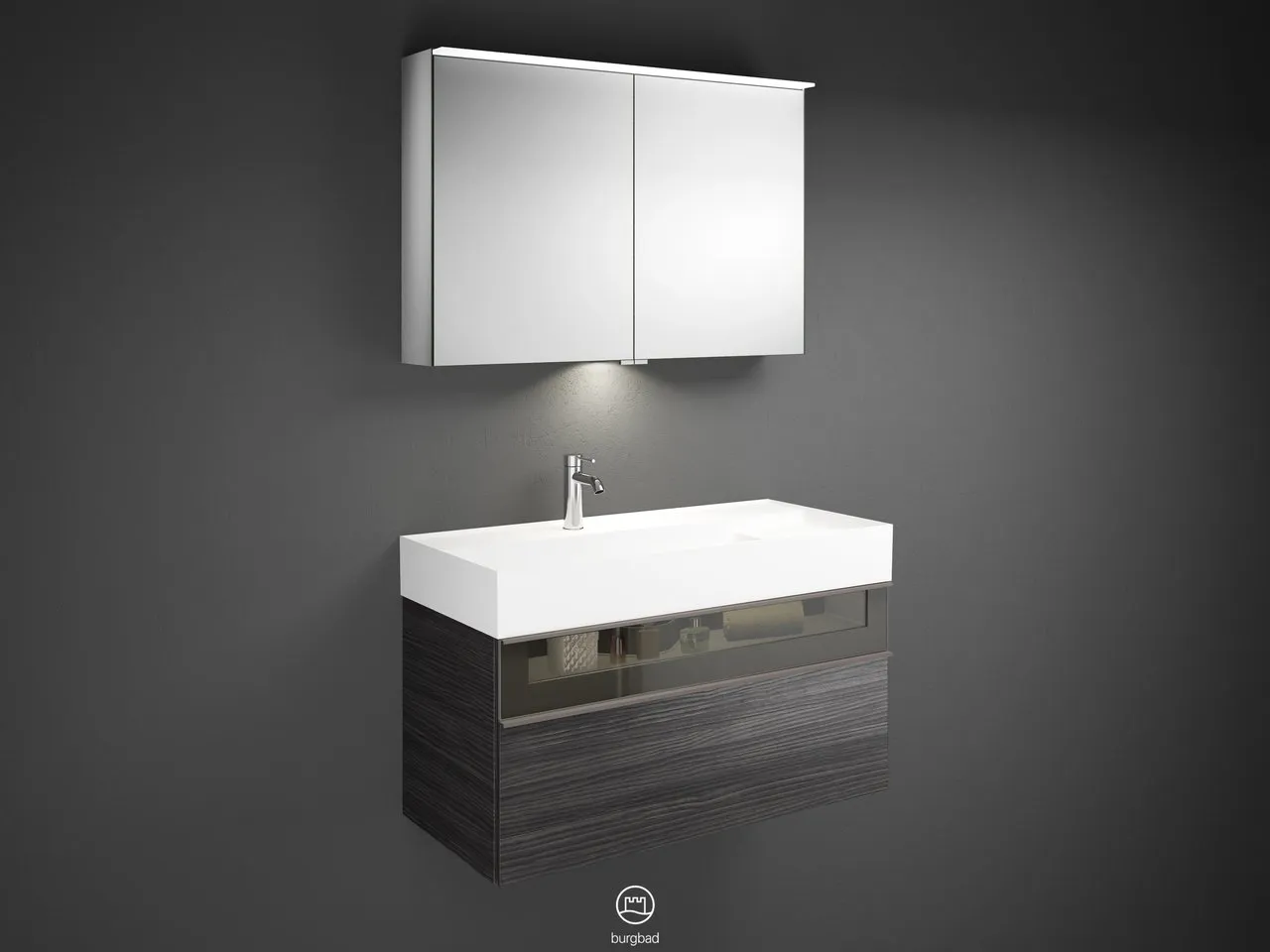burgbad Yumo SFLA102 Badmöbelset Spiegelschrank mit Mineralguss-Waschtisch burgbad Yumo SFLA102 Badmöbelset Spiegelschrank mit Mineralguss-Waschtisch