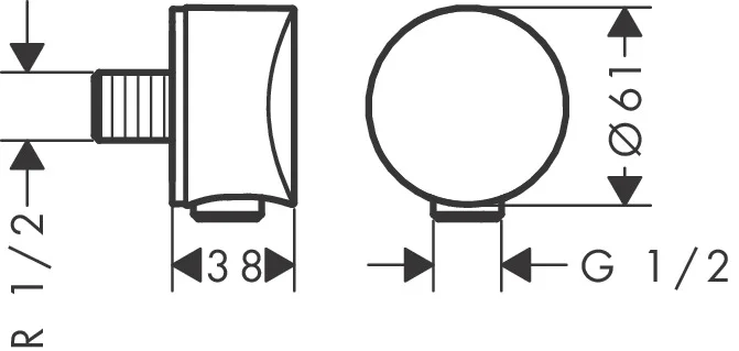 Hansgrohe FixFit Wandanschluss S mit Rückflussverhinderer, mattschwarz, DN15, G 1/2