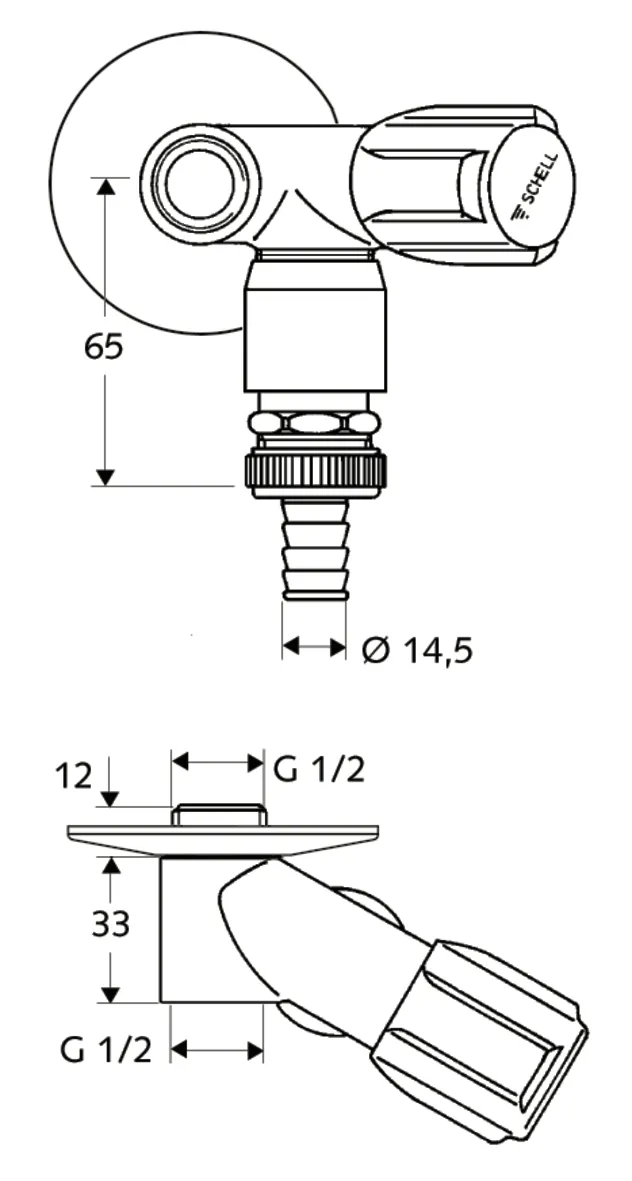 NA-Ventil COMFORT, RFV im Abgang Geräteanschluss, RB im Abgang Geräteanschluss, DN 15 G 1/2 AG, Schlauchverschraubung Ø 14,5 mm (DN 20 G 3/4 AG), DN 15 G 1/2 IG, chrom