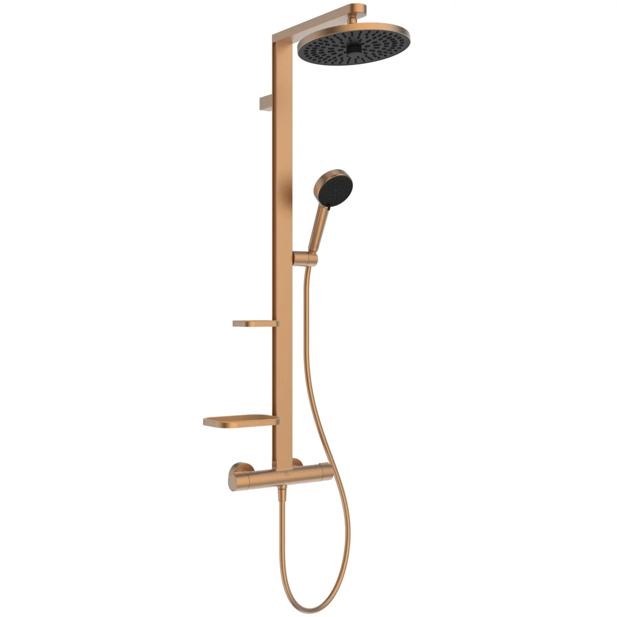 Ideal Standard Ceratherm Alu+ Duschsystem mit Brausethermostat, Bronze, Aufputz, 2 Strahlarten Hand- und Kopfbrause