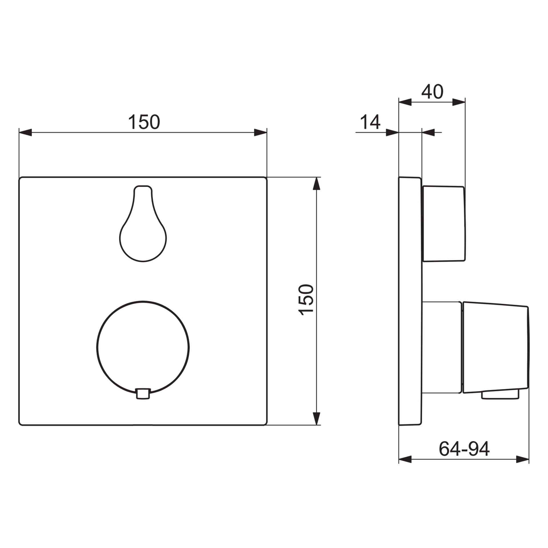 HA Fertigmontageset für Brausebatterie HANSALIVING 8113 Rosette eckig Chrom