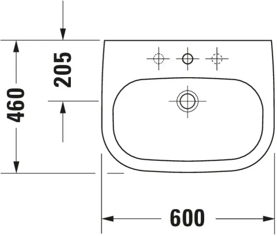 Wandwaschtisch „D-Code“, mit Überlauf 60 × 46 cm 