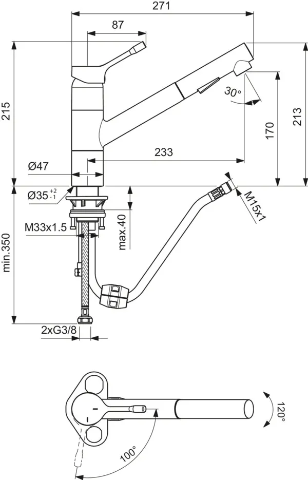 Küchenarmatur Ceralook, mit herausziehbare Handbrause, Ausladung 233mm, Chrom Küchenarmatur Ceralook, mit herausziehbare Handbrause, Ausladung 233mm, Chrom