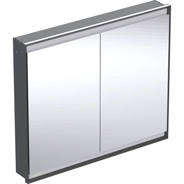 Geberit ONE Spiegelschrank, schwarz matt, Aluminium pulverbeschichtet, 105 x 90 x 15 cm, ComfortLight, zwei Türen, UP-Montage