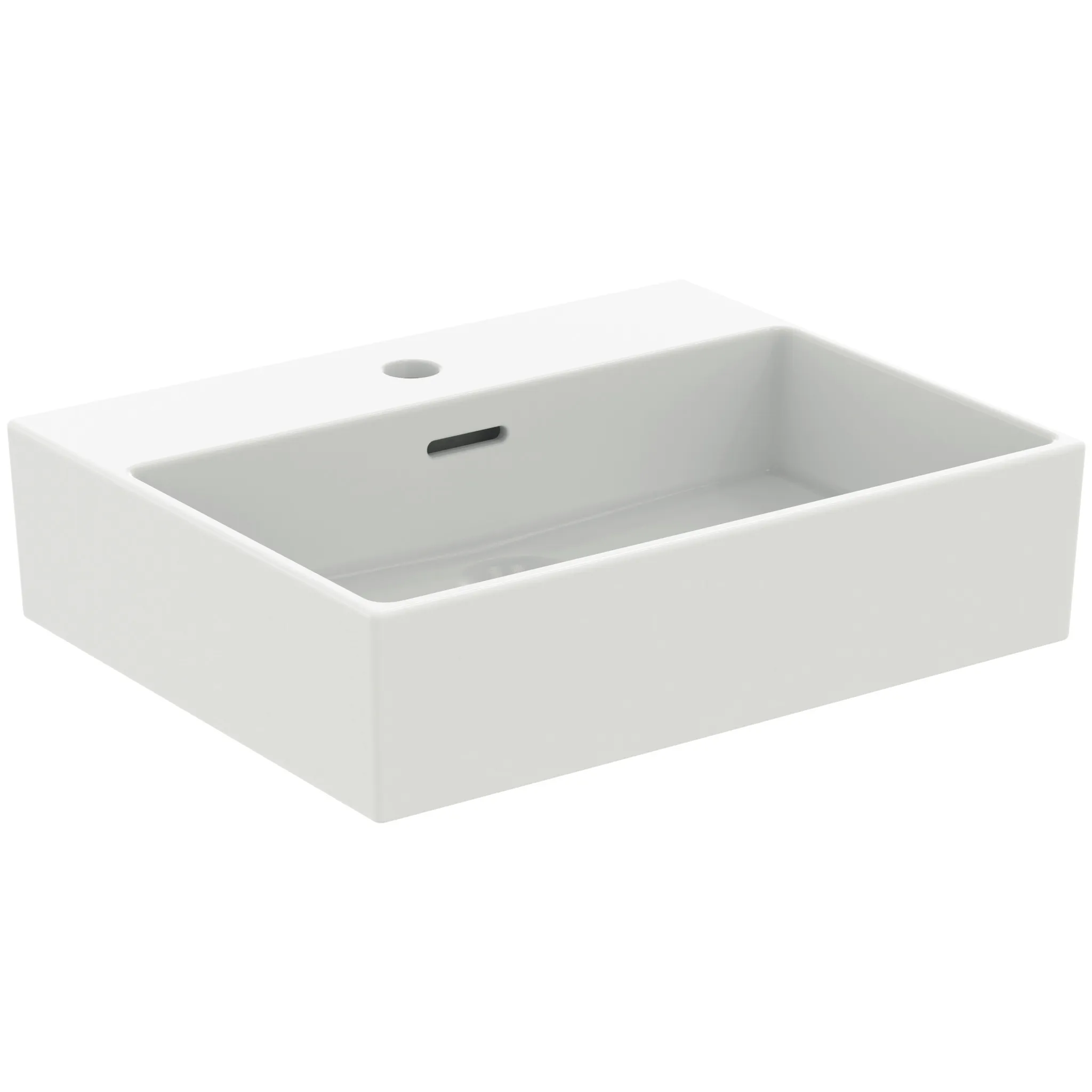 Waschbecken „Extra“ 50 × 40 × 15 cm, Hahnlochposition mittig in Seidenweiß