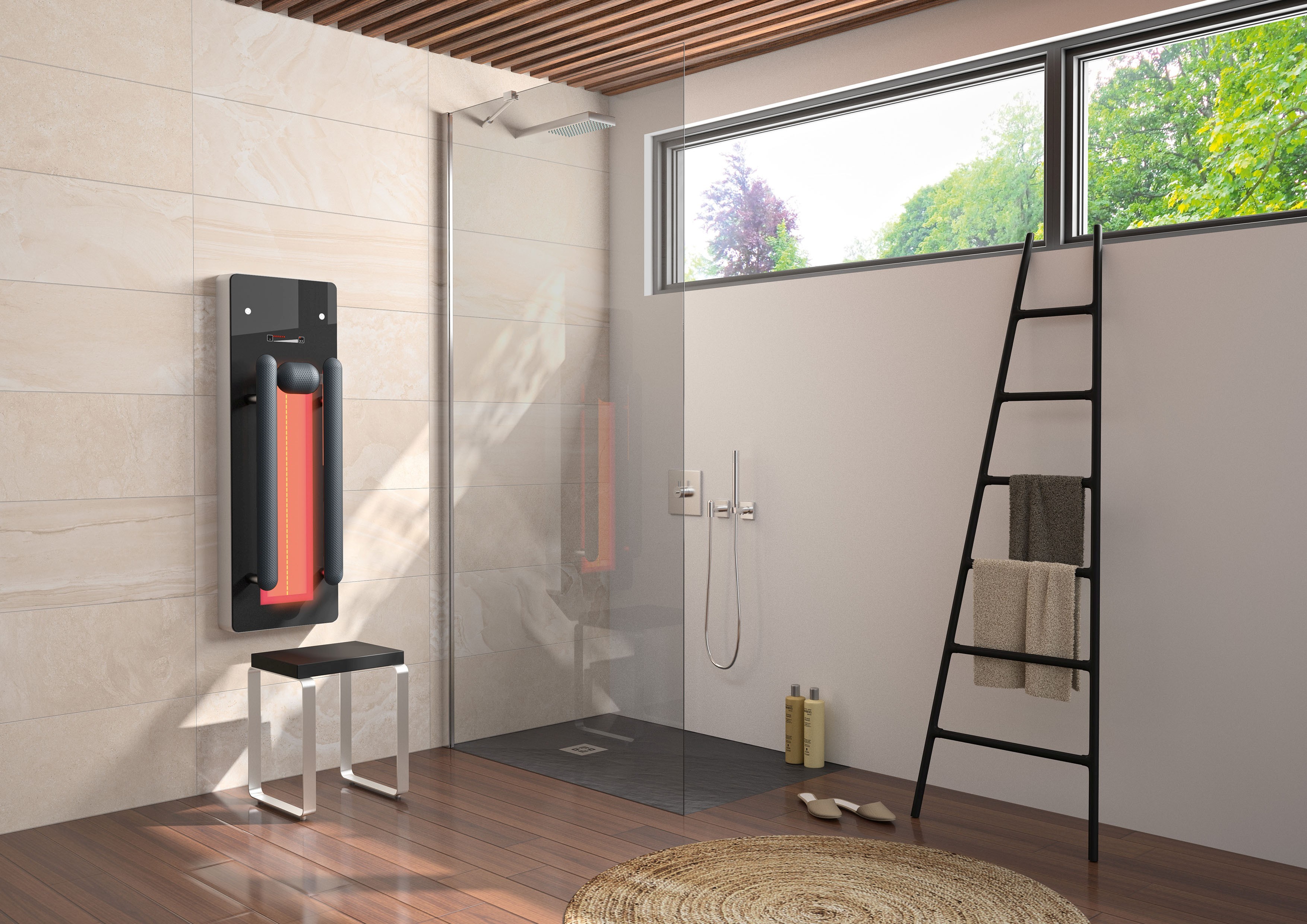 repaBAD Infrarotpaneel mit Bluetooth „Palma“ 37 × 110 cm in Snow repaBAD Infrarotpaneel mit Bluetooth „Palma“ 37 × 110 cm in Snow