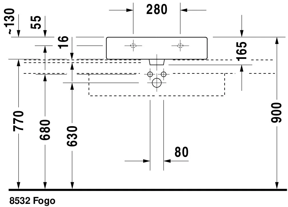 Wandwaschtisch „Vero“, mit Überlauf, Hahnlochposition mittig Wandwaschtisch „Vero“, mit Überlauf, Hahnlochposition mittig