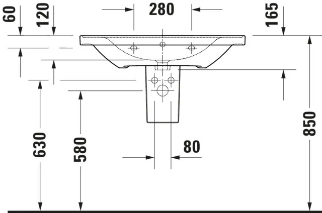Wandwaschtisch „D-Neo“ 80 × 48 × 16,5 cm, mittig, Hahnlochposition mittig Wandwaschtisch „D-Neo“ 80 × 48 × 16,5 cm, mittig, Hahnlochposition mittig