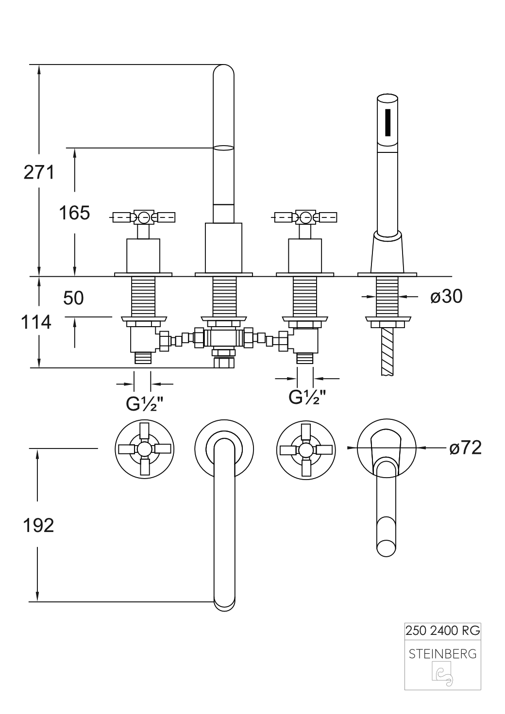 Serie 250 4-Loch Wannen / Brause-Standarmatur Serie 250 4-Loch Wannen / Brause-Standarmatur