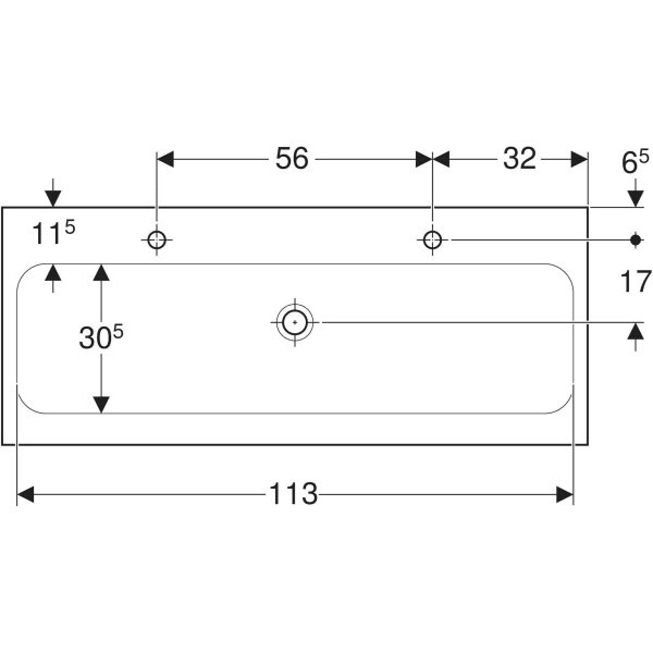 Wandwaschtisch „iCon Light“, mittig, rechteckig, Hahnlochposition links und rechts 120 × 48 cm in Edelstahl Wandwaschtisch „iCon Light“, mittig, rechteckig, Hahnlochposition links und rechts 120 × 48 cm in Edelstahl