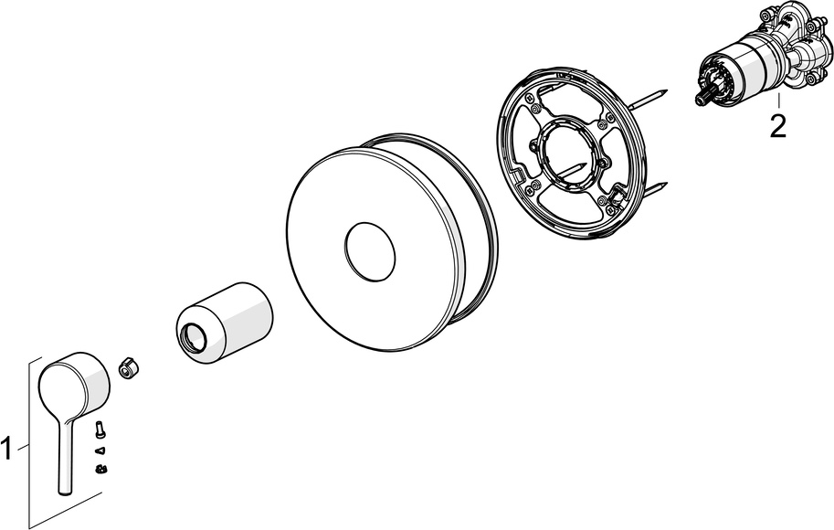 EHM Fertigset für Brause-Batterie VANTIS 8261 Rosette rund Chrom Pinhebel