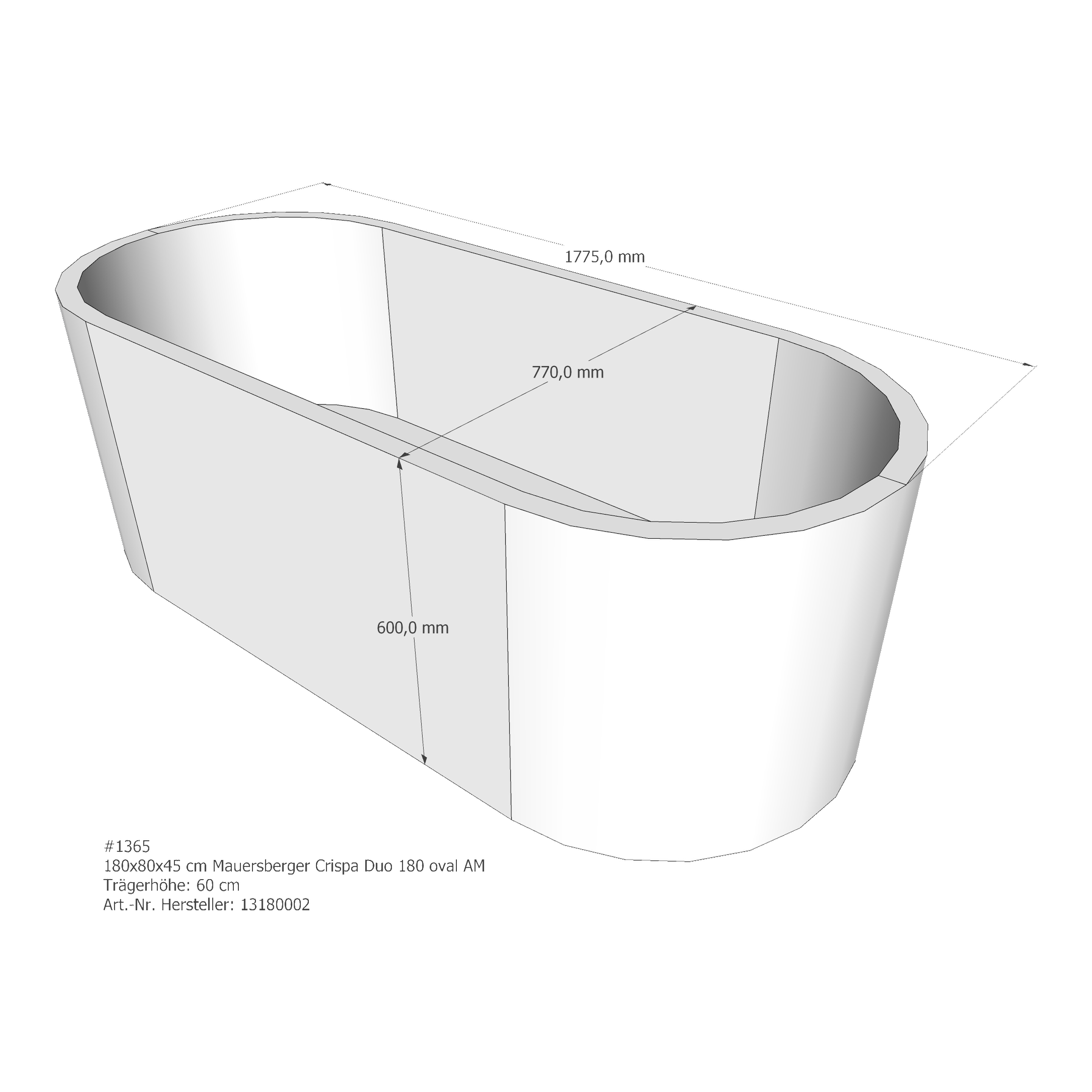 Badewannenträger für Mauersberger Crispa 180/80 duo 180 × 80 × 45 cm Badewannenträger für Mauersberger Crispa 180/80 duo 180 × 80 × 45 cm