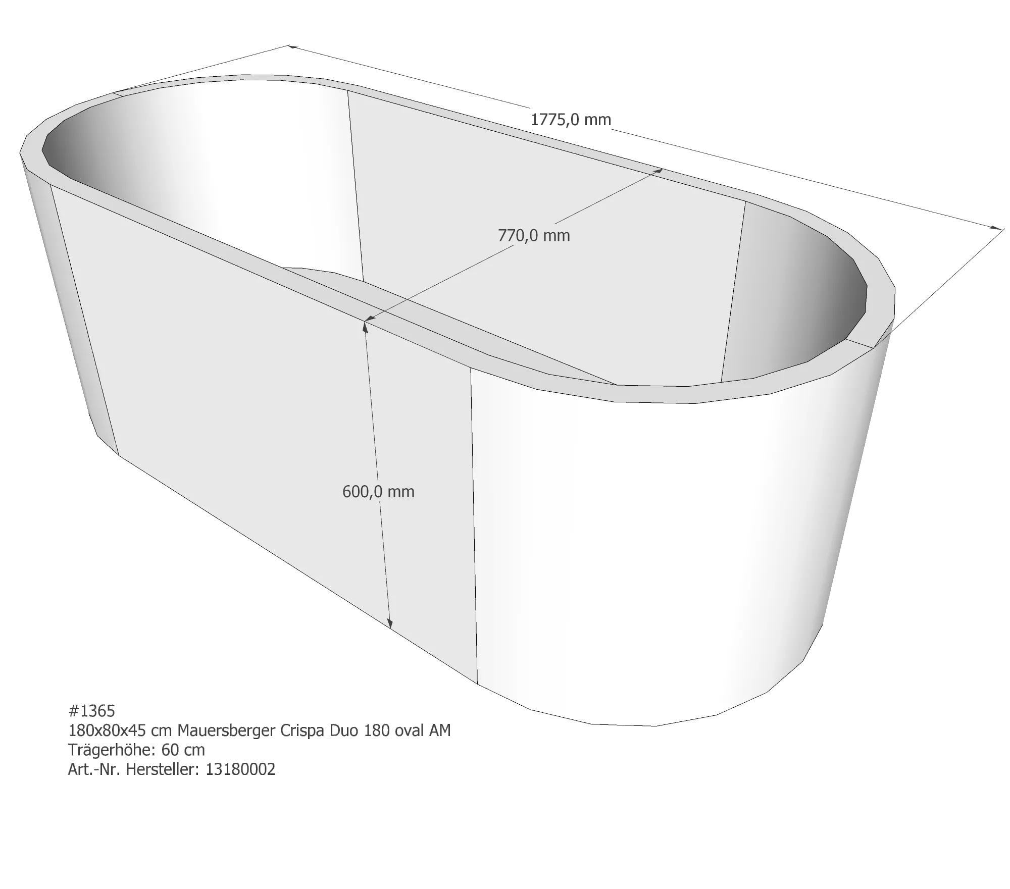 Badewannenträger für Mauersberger Crispa 180/80 duo 180 × 80 × 45 cm Badewannenträger für Mauersberger Crispa 180/80 duo 180 × 80 × 45 cm