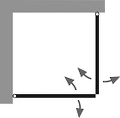 HSK teilgerahmte Eckeinstieg pendelbar 2-teilig „Exklusiv 2.0“ Glas Klar hell, Profile Alu Silber-matt, H: 2000 mm