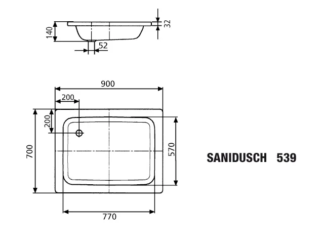 Kaldewei SANIDUSCH Duschwanne, 700x900 mm, 140 mm Tiefe, bahamabeige, erhöhter Einbau, Eckablauf