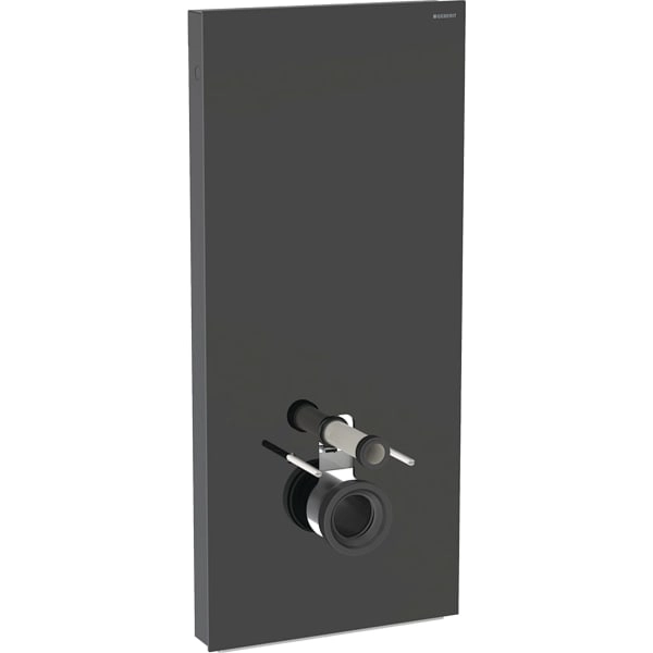 Monolith Sanitärmodul für Wand-WC, 114 cm, Frontverkleidung aus Glas: Glas schwarz, Aluminium schwarzchrom