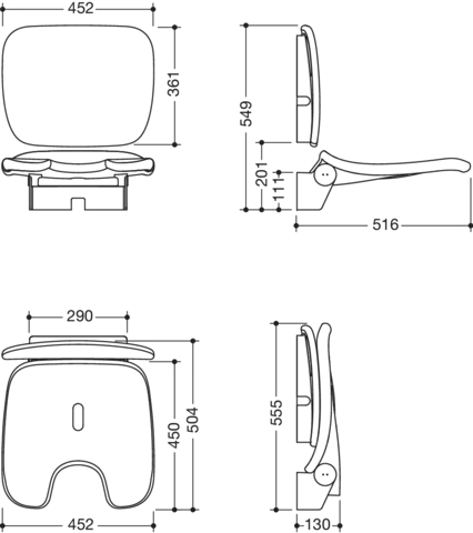 Klappsitz „Serie 802 LifeSystem“ in Anthrazit glänzend / Anthrazit matt Klappsitz „Serie 802 LifeSystem“ in Anthrazit glänzend / Anthrazit matt