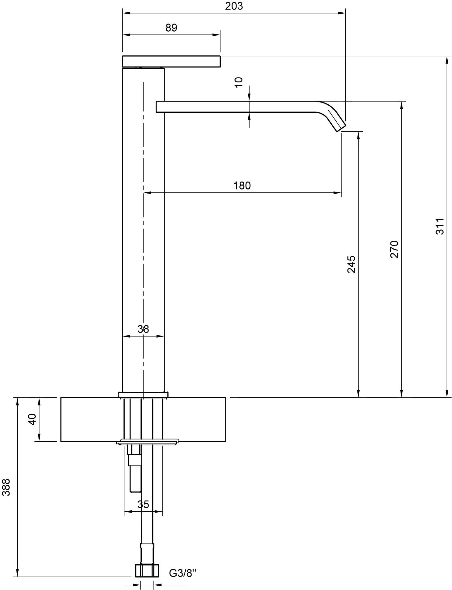Einhand-Waschtischarmatur „Dawn“ 20,3 cm Ausladung 180 mm in Chrom Einhand-Waschtischarmatur „Dawn“ 20,3 cm Ausladung 180 mm in Chrom