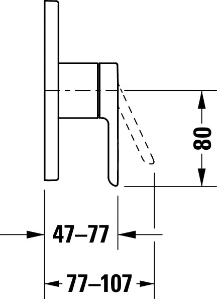 C.1 Einhebel-Brausemischer Unterputz eckig, Auslauf 77 Breite 150 mm