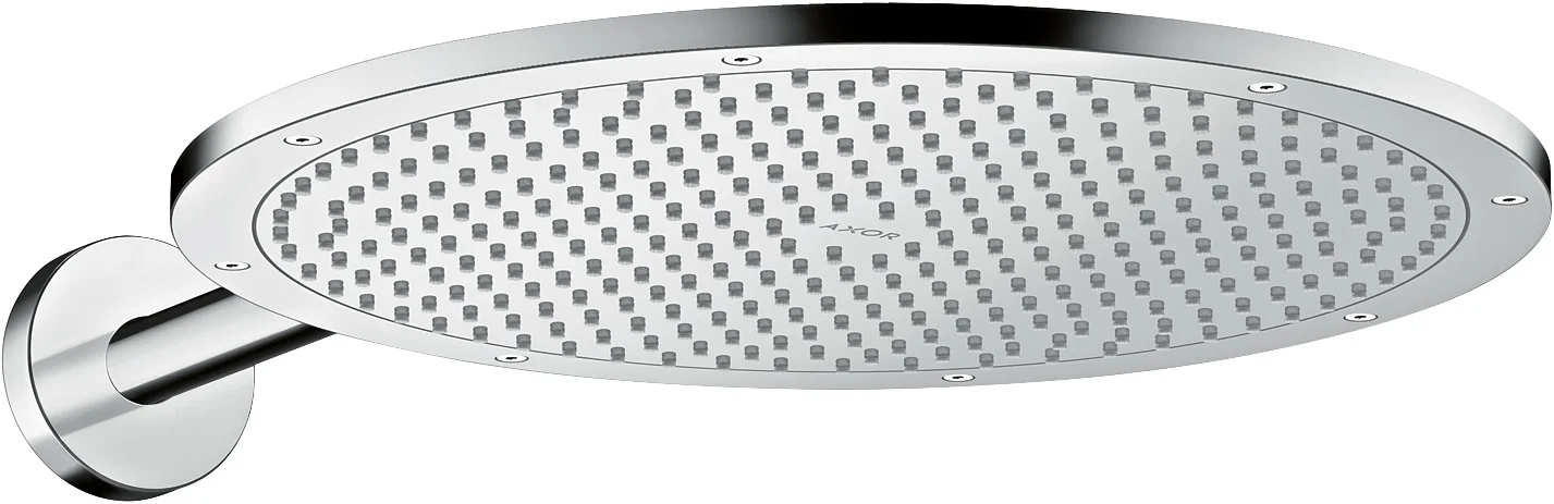 Hansgrohe AXOR ShowerSolutions Kopfbrause 350 1jet mit Brausearm, Chrom, 350 mm Brausekopfgröße, PowderRain Strahlart, 24,6 l/min Durchflussmenge bei 3 bar