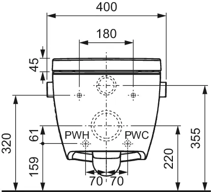 TECE Dusch-WC „one“, Befestigung verdeckt, ohne Spülrand