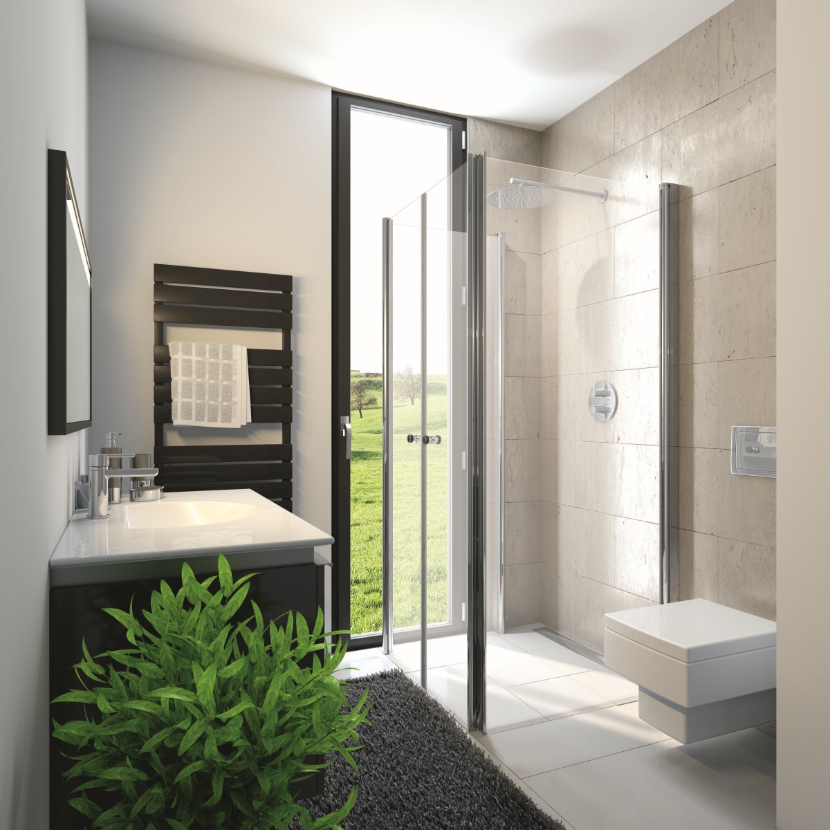 HSK Fensterlösung Duschabtrennung Profil-Drehfalttür pendelbar, 4-teilig „Exklusiv“ Glas Grau, Profile Chromoptik (Alu Hochglanz poliert) HSK Fensterlösung Duschabtrennung Profil-Drehfalttür pendelbar, 4-teilig „Exklusiv“ Glas Grau, Profile Chromoptik (Alu Hochglanz poliert)