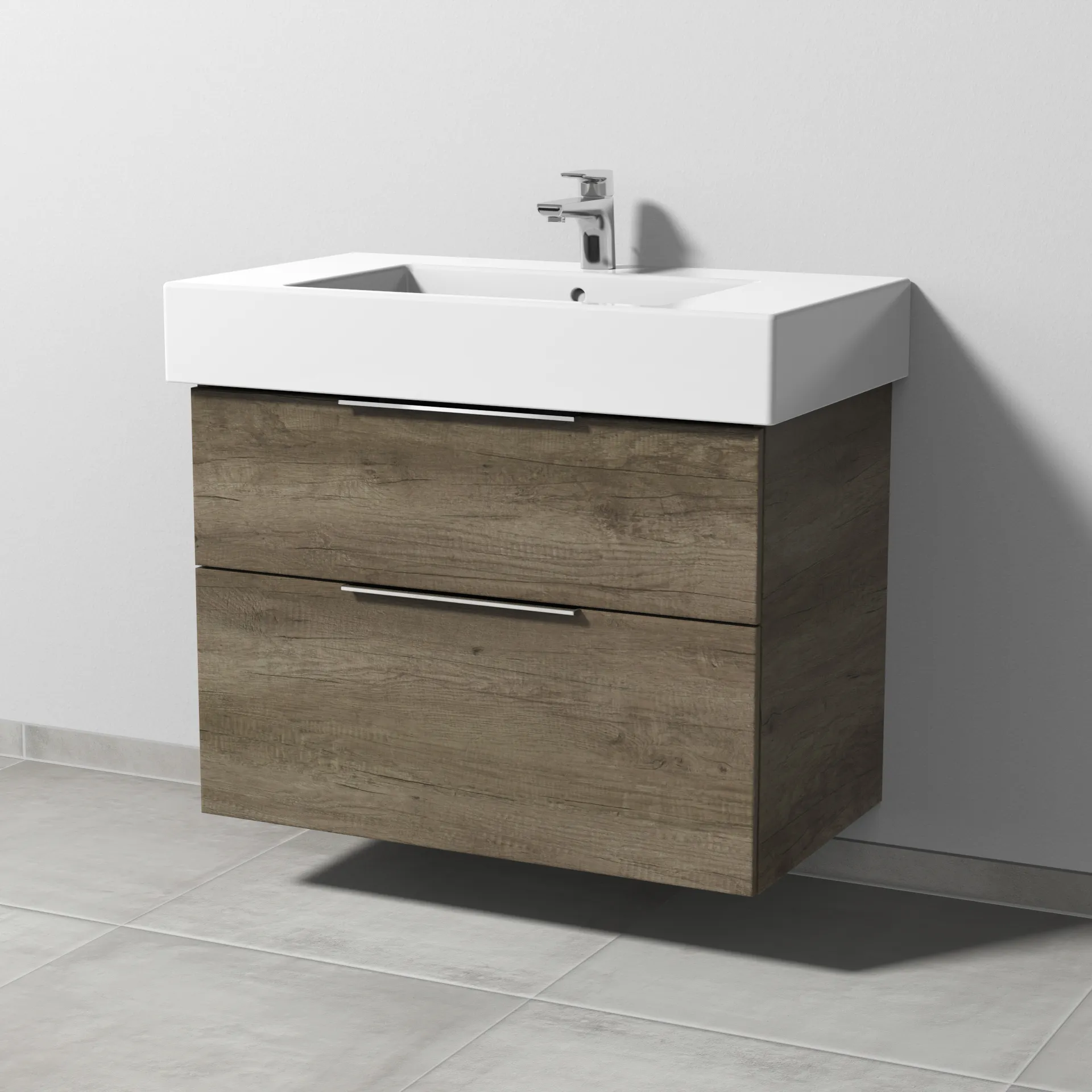 Sanipa Waschtischunterschrank „3way“ passend zu Keramik-Waschtische Vero von Duravit 800 × 593 × 467 mm in Eiche Nebraska