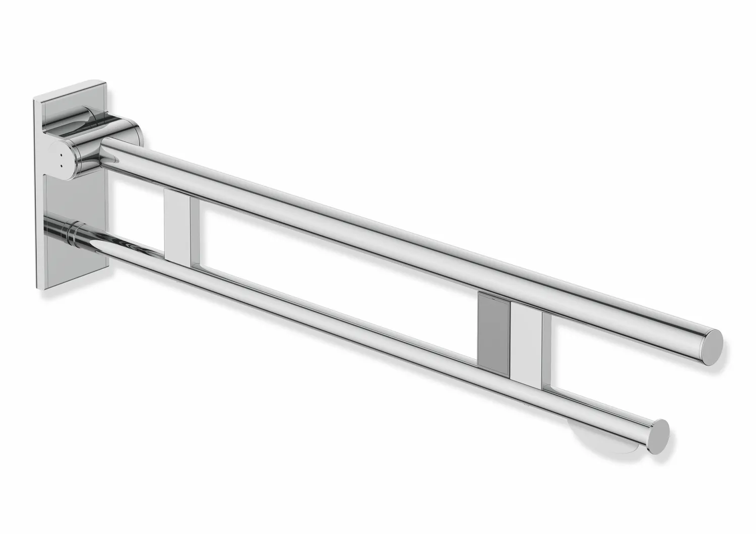 HEWI Mobiler Stützklappgriff Duo, Design A, Edelstahl, verchromt, Ausladung 850 mm
