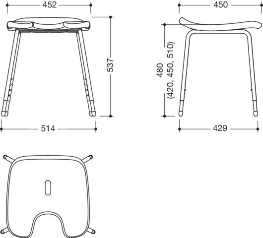 HEWI Hocker „Serie 802 LifeSystem“ 51,4 × 45 cm