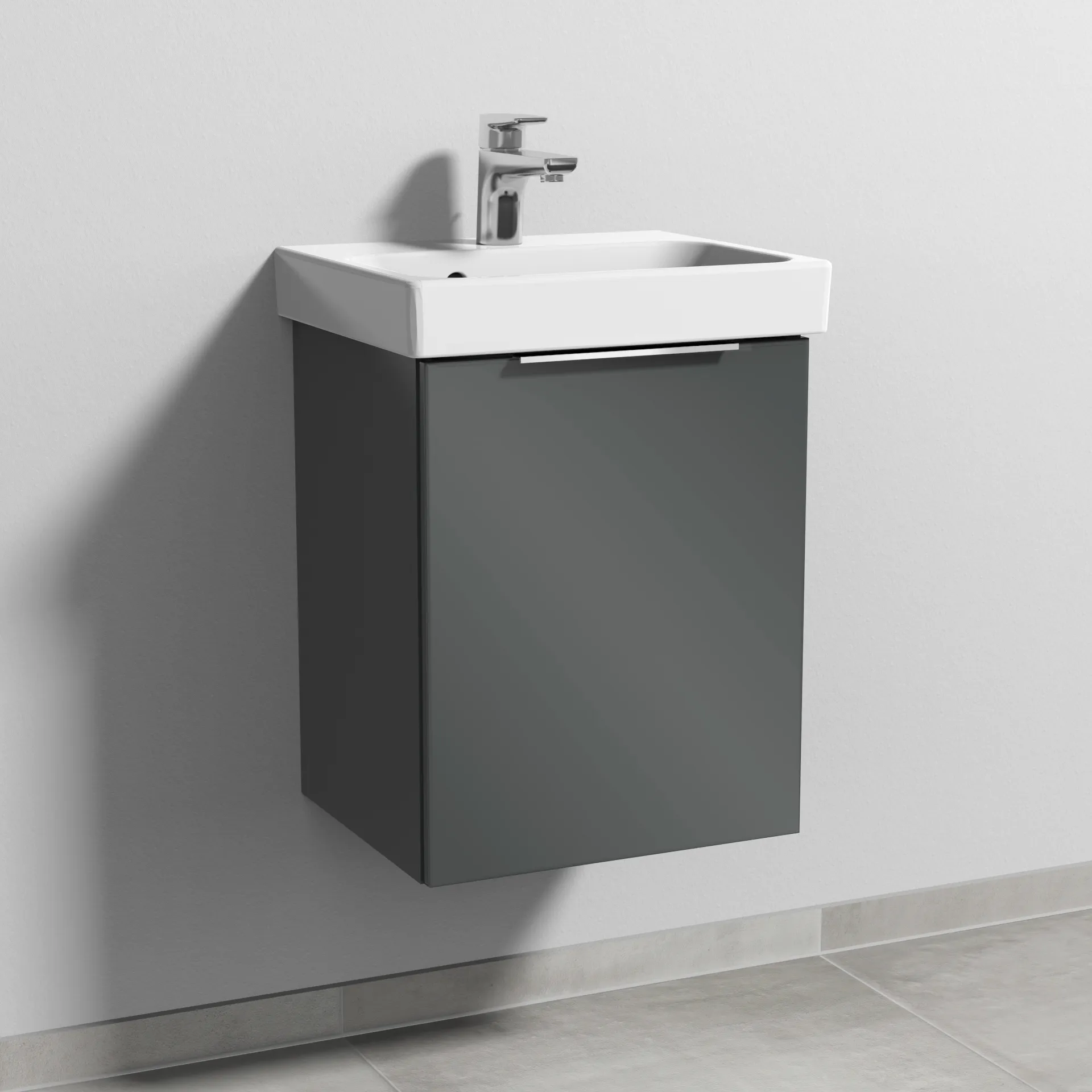 Sanipa Waschtischunterschrank „3way“ 410 × 517 × 353 mm in Anthrazit (glanz), Anschlag rechts