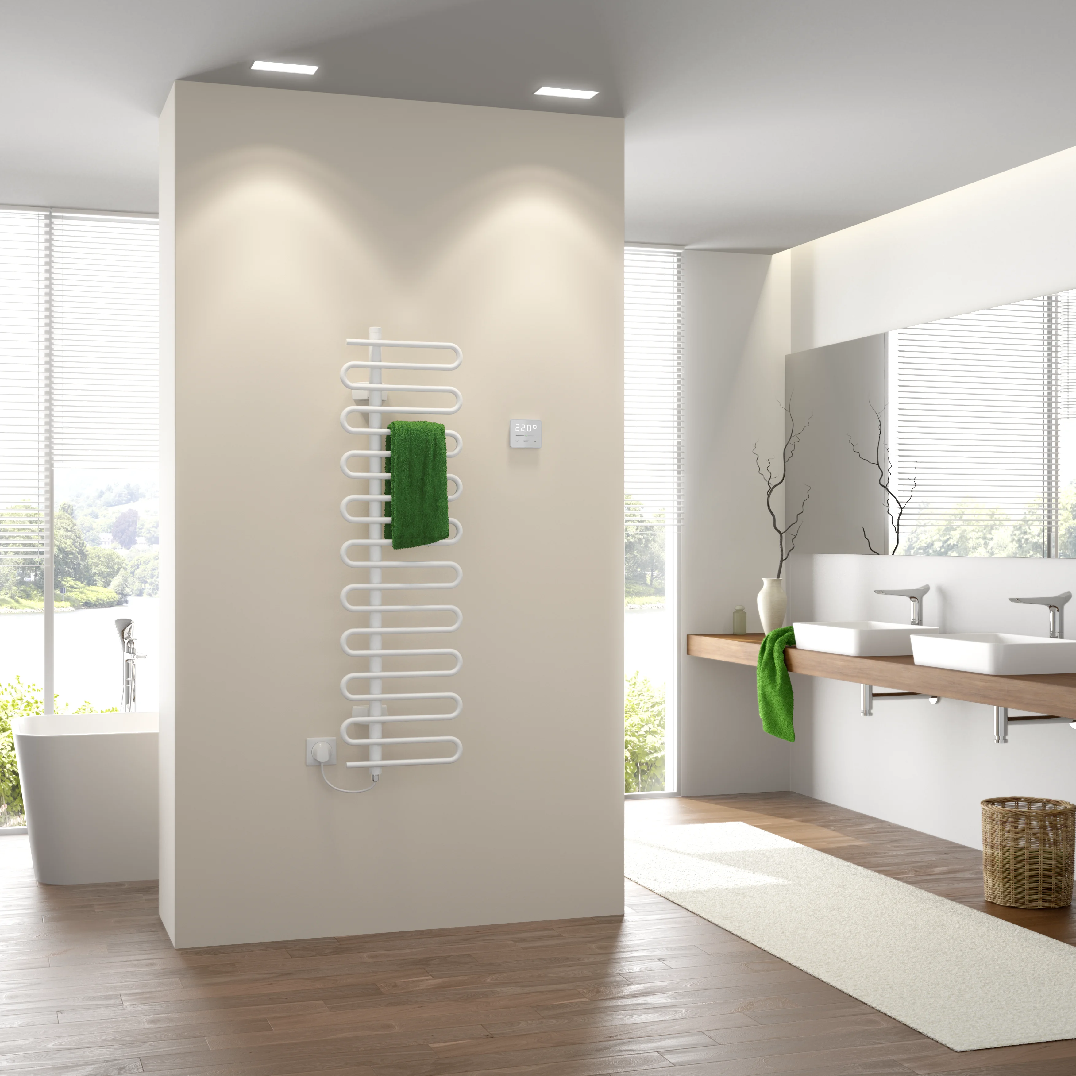 Arbonia Design-Elektroheizkörper „Cobratherm® Watt“ 40 × 142,1 cm in Weiß (RAL 9016)