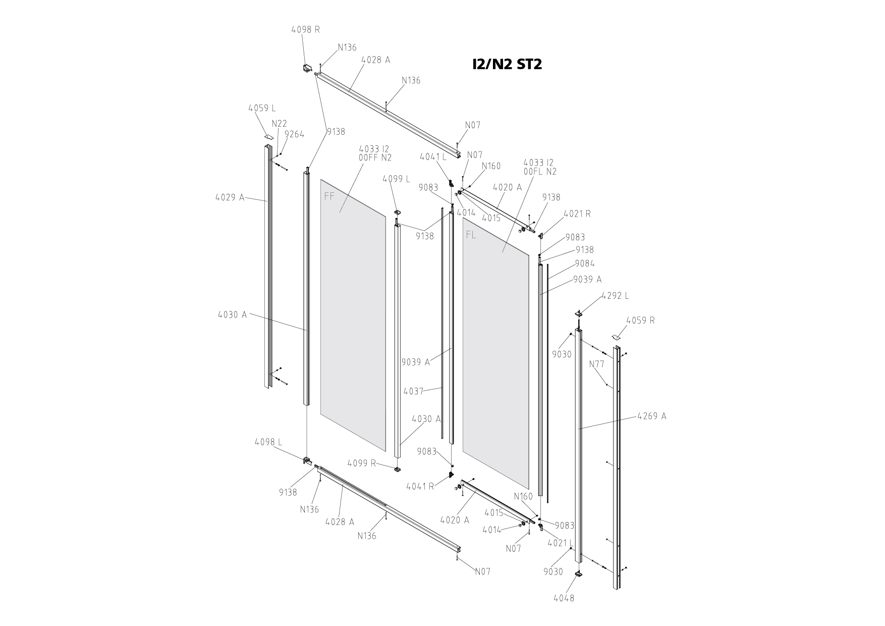 Kermi Duschtür Gleittür 2-teilig mit Festfeld für Nische und Ecke „NOVA 2000“ Profile Silber Mattglanz, BV: 1070 - 1100 mm WE: 1070 - 1100 mm H: 1750 mm Kermi Duschtür Gleittür 2-teilig mit Festfeld für Nische und Ecke „NOVA 2000“ Profile Silber Mattglanz, BV: 1070 - 1100 mm WE: 1070 - 1100 mm H: 1750 mm