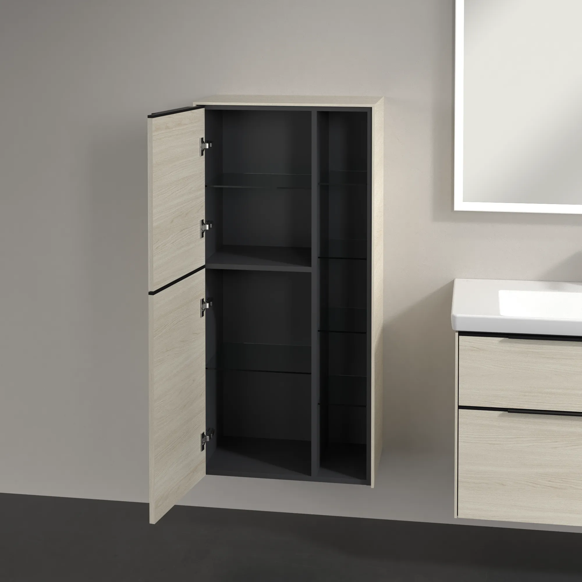 Villeroy & Boch Mittelschrank „Subway 3.0“ 57,4 × 120 × 36,2 × 36,2 cm 2 Türen, Anschlag (Scharnier) links, 2 Türen, Anschlag links