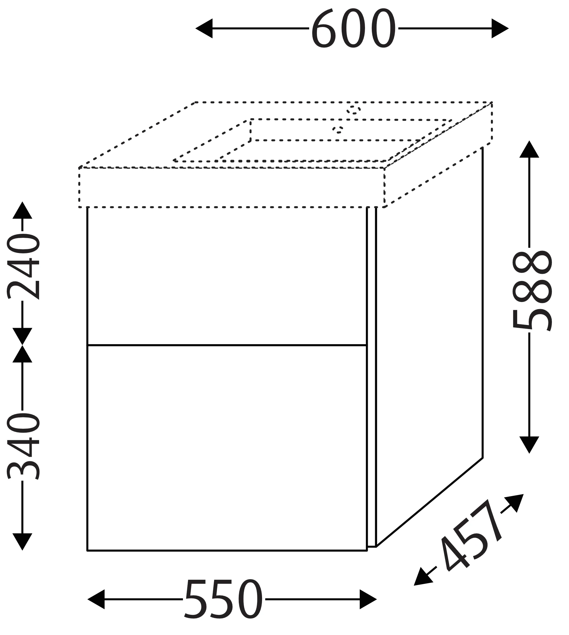 Waschtischunterbau mit Auszügen für Becken rechts 3way (BR521) 588x550x457 Anthrazit-Matt