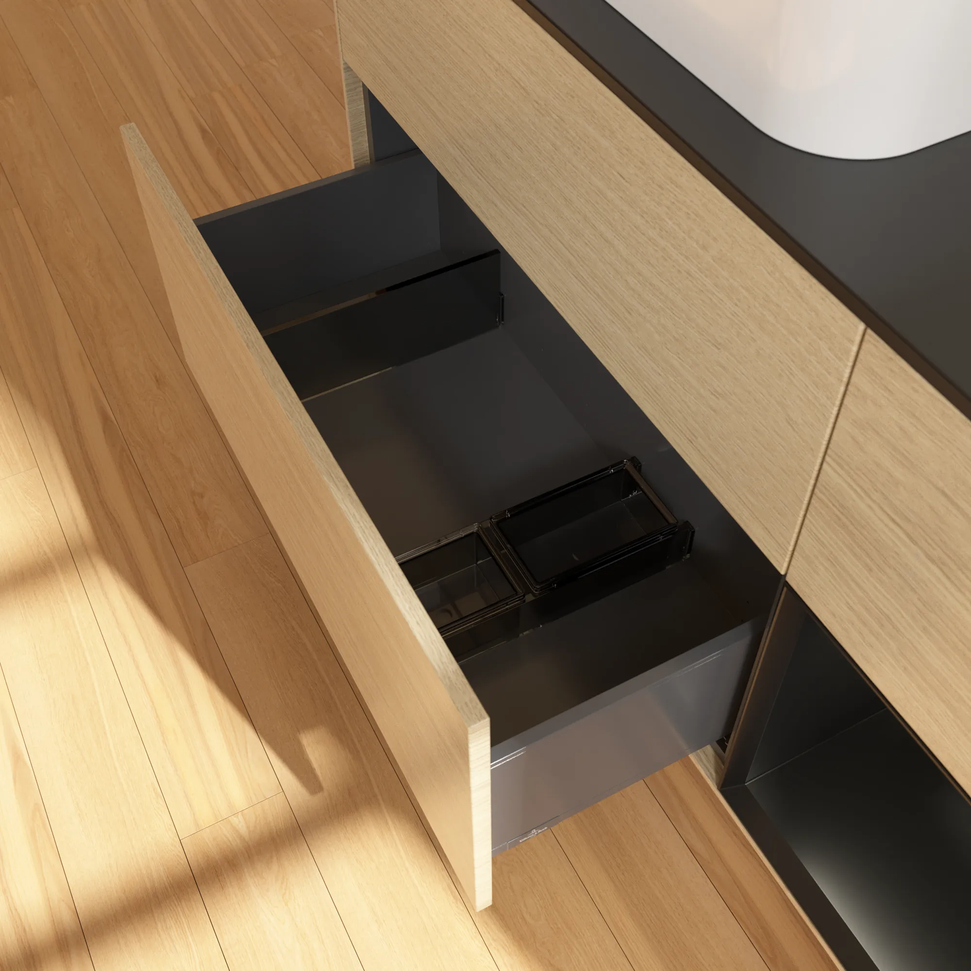 Villeroy & Boch Waschtischunterschrank „Finion“ für Schrankwaschtisch 1200 × 603 × 501 mm Oak Veneer, ohne Hahnlochbohrung, für Becken links Villeroy & Boch Waschtischunterschrank „Finion“ für Schrankwaschtisch 1200 × 603 × 501 mm Oak Veneer, ohne Hahnlochbohrung, für Becken links
