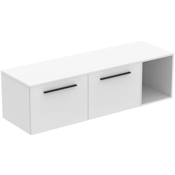 Möbel-Set 160cm i.life B 2 Auszüge 1 offenes Fach Griff Schwarz Weiß matt