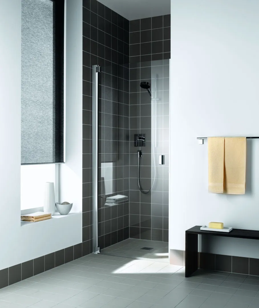 Kermi Pendeltür 1-flügelig links für Nische „RAYA“ Glas Klar, Profile Silber Mattglanz, BV: 858 - 888 mm WE: 858 - 888 mm H: 1850 mm Kermi Pendeltür 1-flügelig links für Nische „RAYA“ Glas Klar, Profile Silber Mattglanz, BV: 858 - 888 mm WE: 858 - 888 mm H: 1850 mm