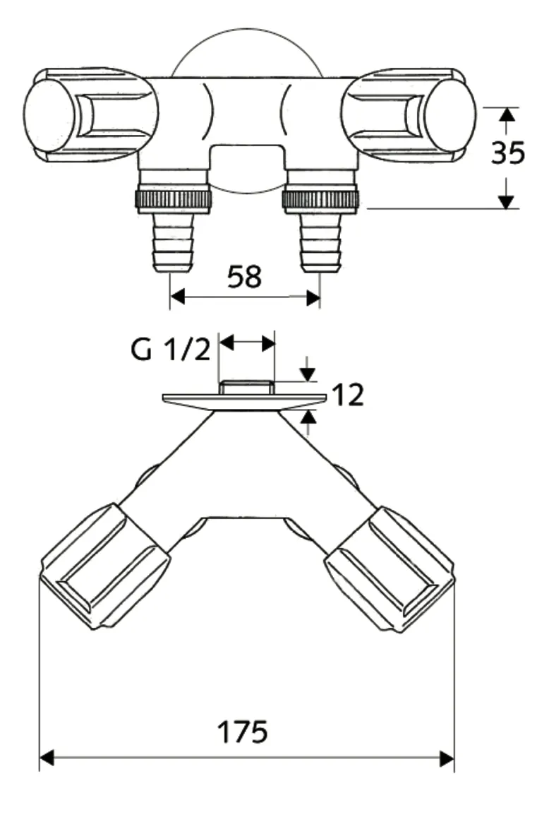NA-Doppelventil COMFORT, 2 RFV, DN 15 G 1/2 AG, 2 Schlauchverschraubungen Ø 14,5 mm (DN 20 G 3/4 AG), chrom NA-Doppelventil COMFORT, 2 RFV, DN 15 G 1/2 AG, 2 Schlauchverschraubungen Ø 14,5 mm (DN 20 G 3/4 AG), chrom