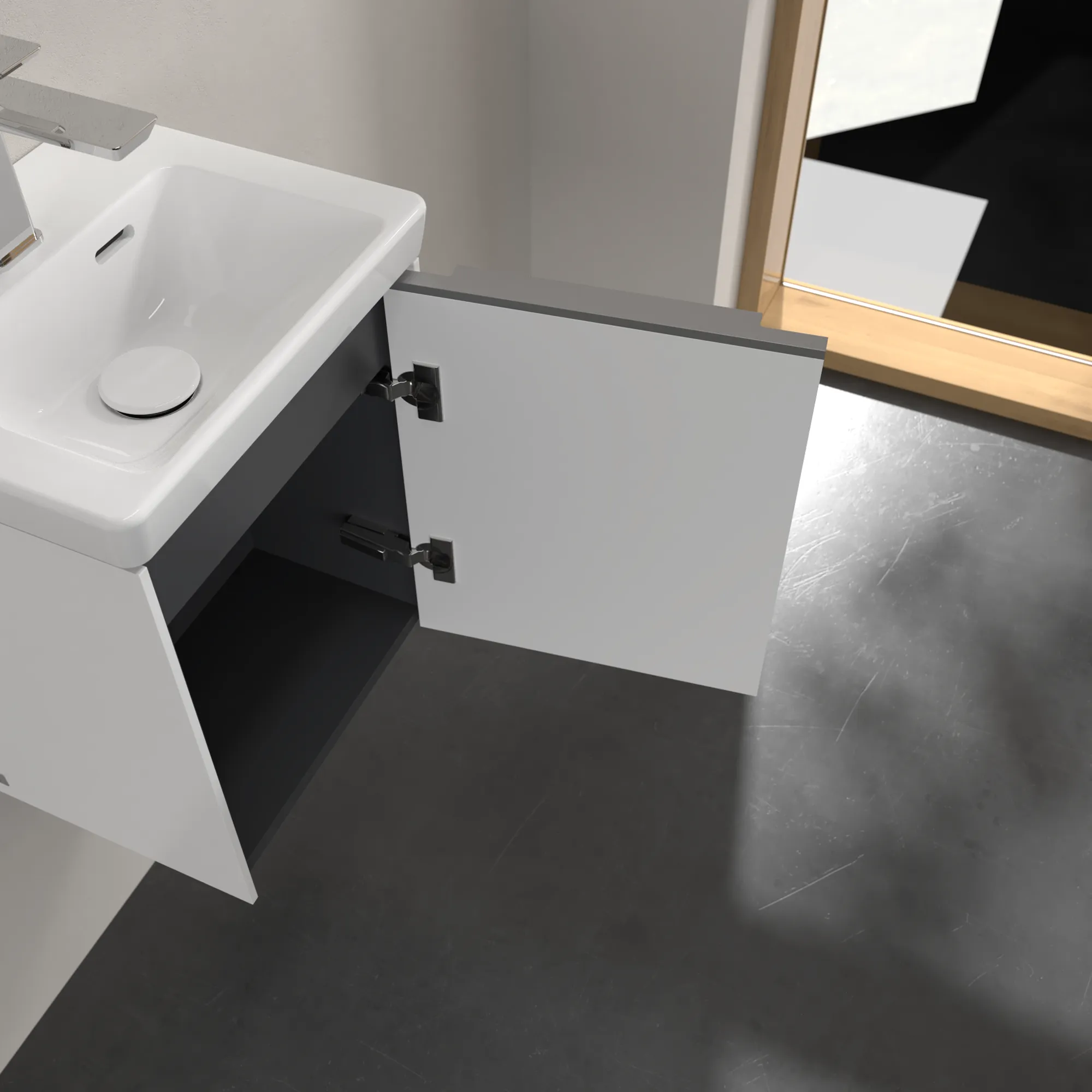Villeroy & Boch Waschtischunterschrank mit Tür „Subway 3.0“ für Schrankwaschtisch 351 × 429 × 309 mm Pure White, 1 Tür, für Becken mittig, Anschlag rechts