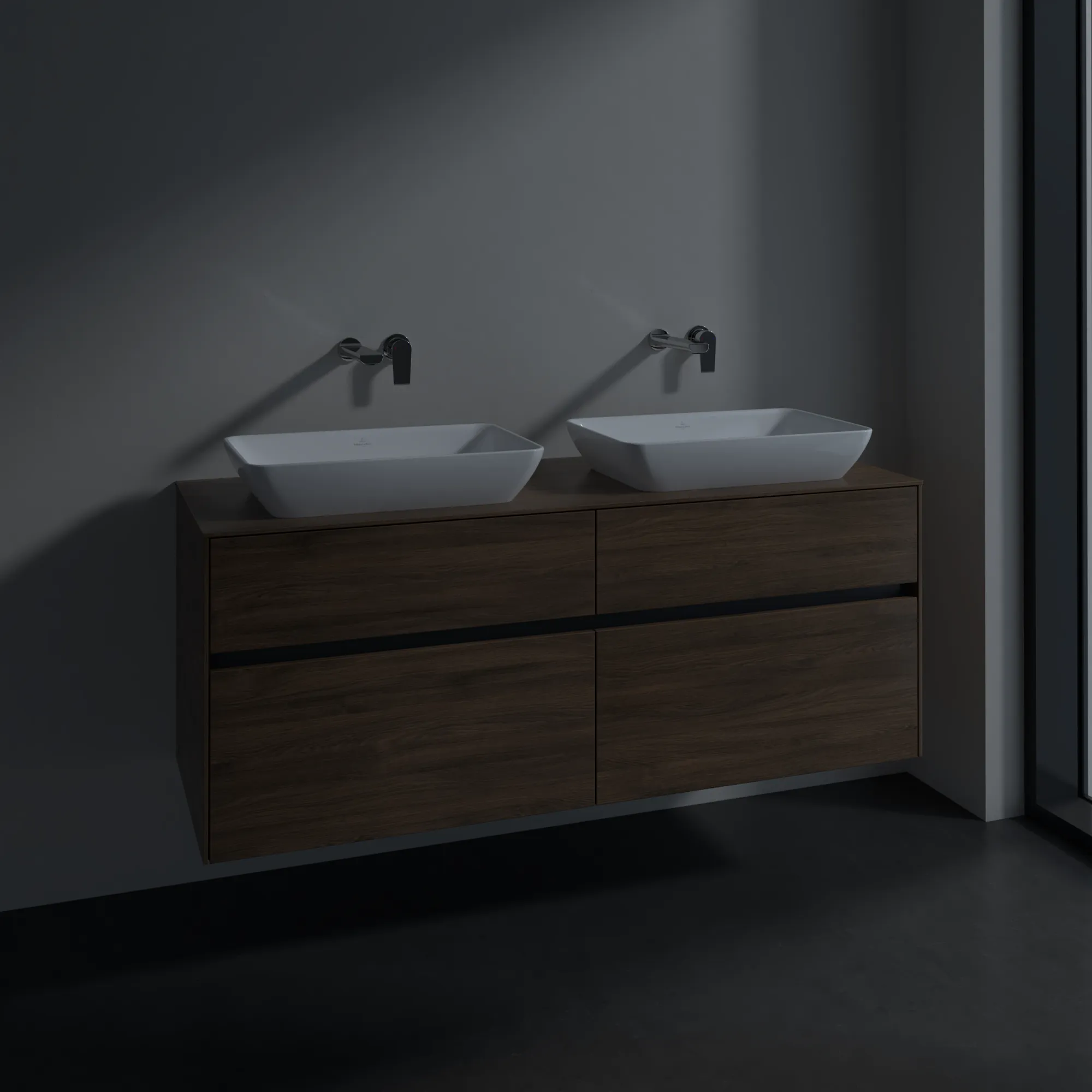 Villeroy & Boch Waschbeckenunterschrank Collaro Arizona Oak, 1400 x 500 mm, Höhe 548 mm, 4 Auszüge mit SoftClosing, für 2 Waschbecken Villeroy & Boch Waschbeckenunterschrank Collaro Arizona Oak, 1400 x 500 mm, Höhe 548 mm, 4 Auszüge mit SoftClosing, für 2 Waschbecken