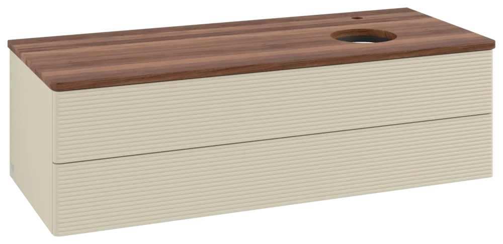 Villeroy & Boch Antao Waschbeckenunterschrank K23_5, 1200 x 360 x 500 mm, Holz, Silk Grey Matt Lacquer / Warm Walnut Villeroy & Boch Antao Waschbeckenunterschrank K23_5, 1200 x 360 x 500 mm, Holz, Silk Grey Matt Lacquer / Warm Walnut
