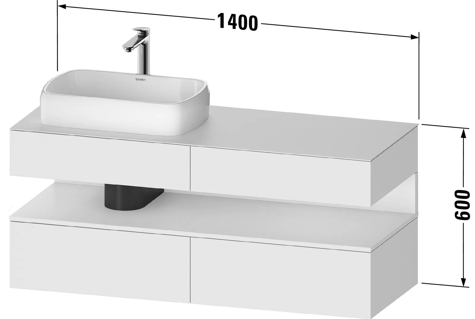 Duravit Waschtischunterschrank wandhängend „Qatego“ 140 × 60 × 55 cm