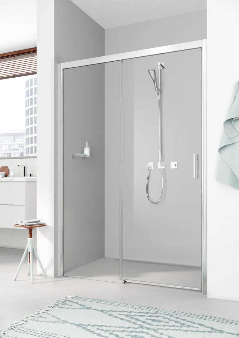 Kermi Duschtür Gleittür 2-teilig bodenfrei mit Festfeld links für Nische und Ecke „PEGA“ Glas Klar, Profile Silber Hochglanz, BV: 1070 - 1100 mm GAK: 1060 - 1080 mm WE: 1070 - 1100 mm H: 2000 mm Kermi Duschtür Gleittür 2-teilig bodenfrei mit Festfeld links für Nische und Ecke „PEGA“ Glas Klar, Profile Silber Hochglanz, BV: 1070 - 1100 mm GAK: 1060 - 1080 mm WE: 1070 - 1100 mm H: 2000 mm