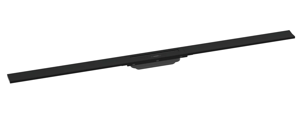 Hansgrohe RainDrain Flex Duschrinne 1200 mm, Mattschwarz, höhenverstellbar, zweiseitige Montage, bis zu 60 l/min Ablaufleistung