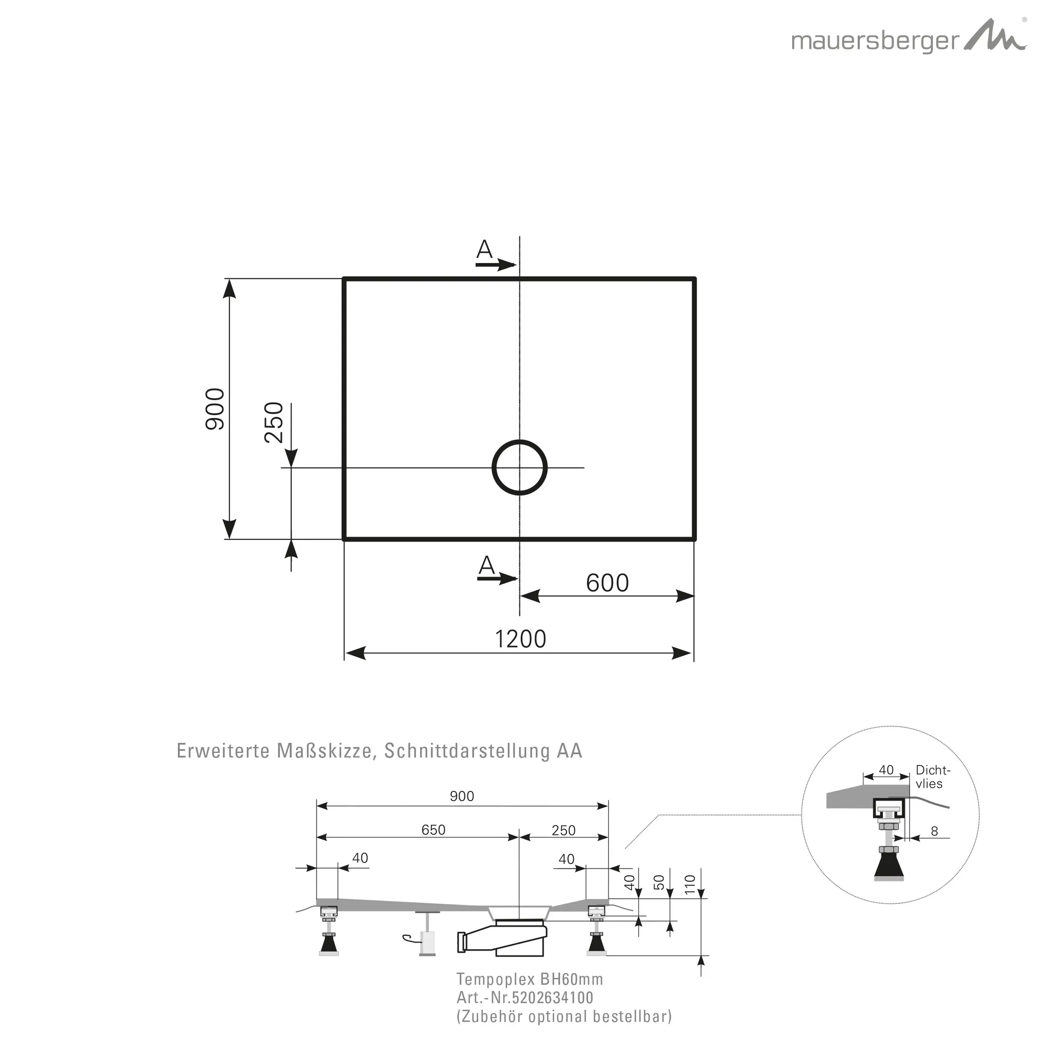 Mauersberger Duschwanne „isca“ 1200 × 900 mm in Starwhite Mauersberger Duschwanne „isca“ 1200 × 900 mm in Starwhite