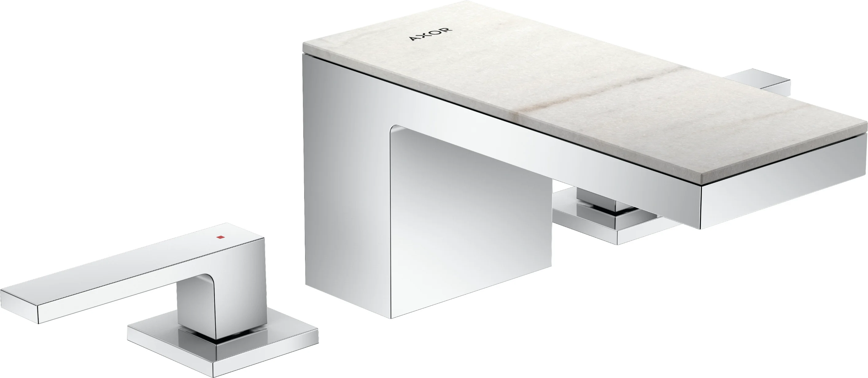 Hansgrohe AXOR MyEdition 3-Loch Waschtischarmatur Chrom, Ausladung 151 mm, Auslaufhöhe 70 mm, Hebelgriff, PowderRain Strahlart, max. Durchfluss 5 l/min, DN15 Anschluss Hansgrohe AXOR MyEdition 3-Loch Waschtischarmatur Chrom, Ausladung 151 mm, Auslaufhöhe 70 mm, Hebelgriff, PowderRain Strahlart, max. Durchfluss 5 l/min, DN15 Anschluss