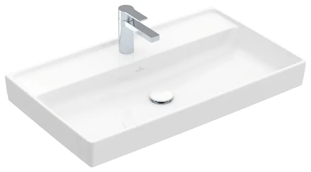 Villeroy & Boch Schrankwaschtisch aus TitanCeram „Collaro“ 800 × 465 × 160 mm, mit Hahnlochbohrung, Hahnlochposition mittig in Weiß Alpin Villeroy & Boch Schrankwaschtisch aus TitanCeram „Collaro“ 800 × 465 × 160 mm, mit Hahnlochbohrung, Hahnlochposition mittig in Weiß Alpin