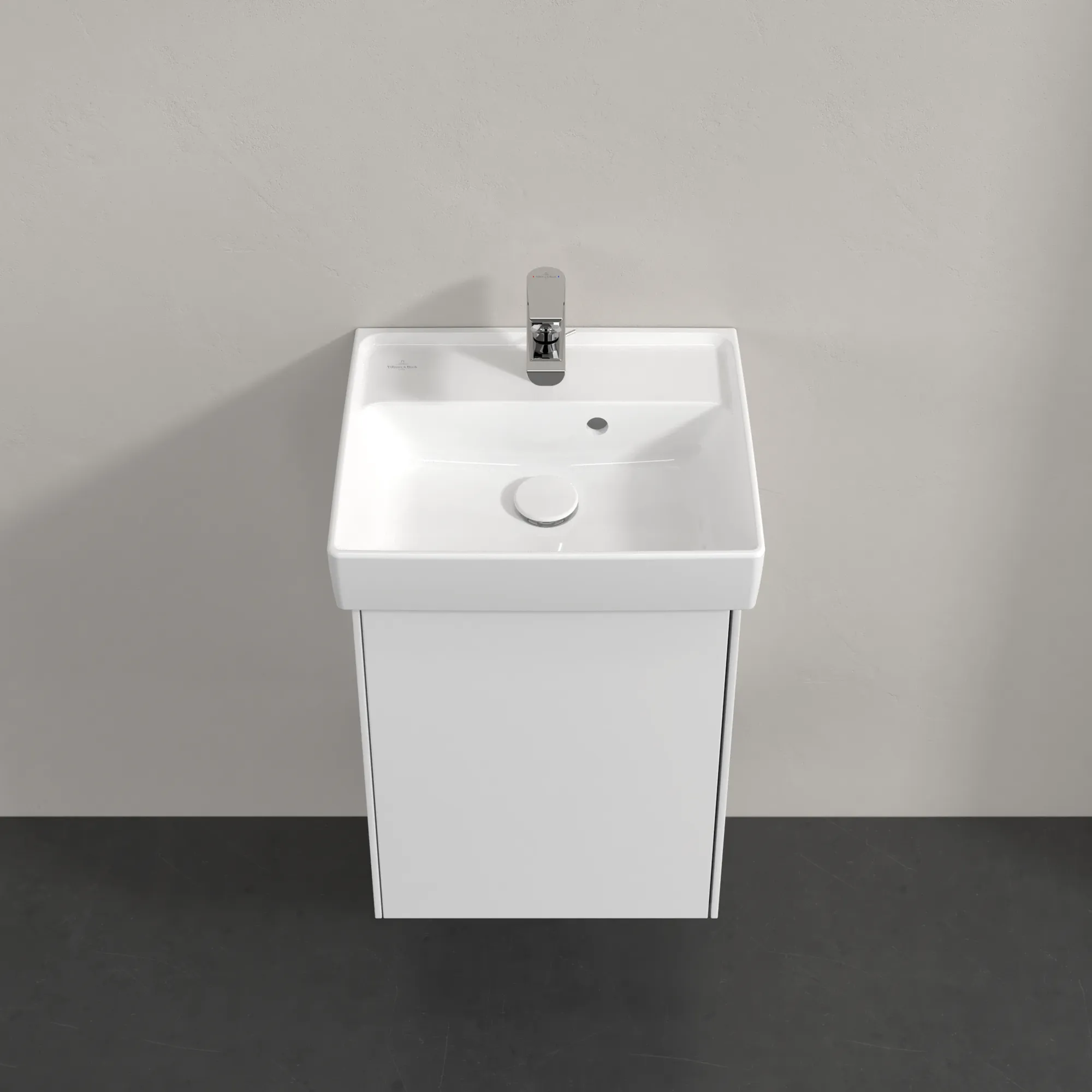 Villeroy & Boch Waschtischunterschrank mit Tür „Collaro“ 410 × 546 × 344 mm Glossy White, für Becken mittig, Anschlag rechts, ohne Beleuchtung Villeroy & Boch Waschtischunterschrank mit Tür „Collaro“ 410 × 546 × 344 mm Glossy White, für Becken mittig, Anschlag rechts, ohne Beleuchtung