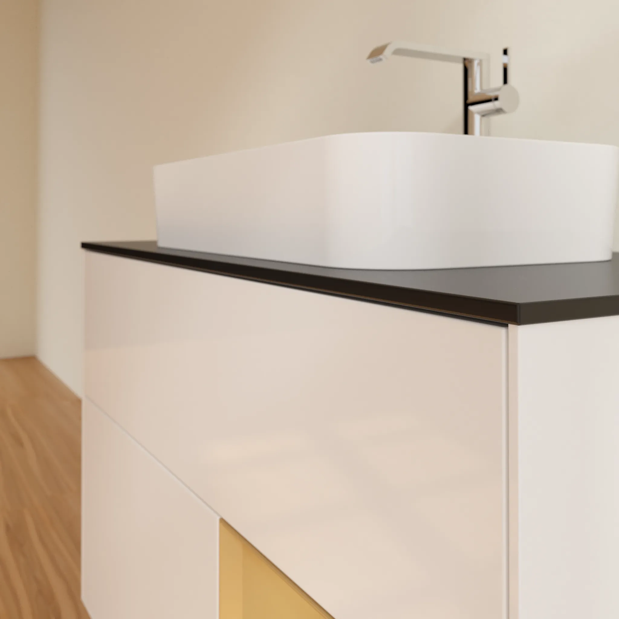 Villeroy & Boch Waschtischunterschrank „Finion“ für Schrankwaschtisch 1000 × 603 × 501 mm Glossy White Lacquer, mit Hahnlochbohrung, für Becken mittig